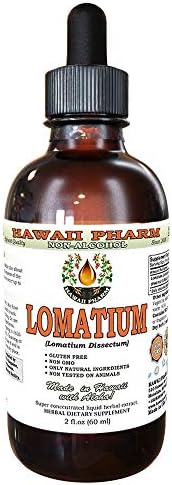 HawaiiPharm Lomatium Alcohol-Free Liquid Extract, Lomatium (Lomatium Dissectum) Dried Root Glycerite Natural Herbal Supplement 2 oz