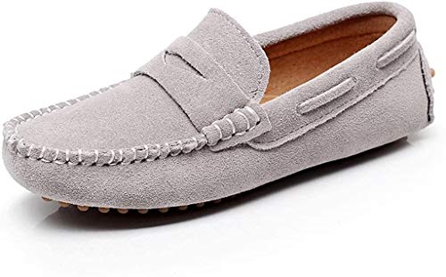 Shenn S8884 Boys' Cute Slip-On Grey Suede Leather Loafers Shoes S8884 Us4 thumb #1