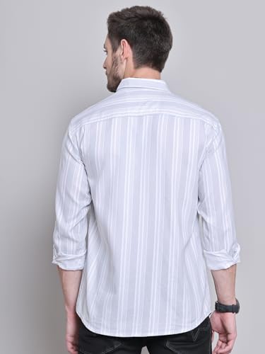 Image of Majestic Man Men Cotton Classic Slim Fit Opaque Striped Casual Shirt