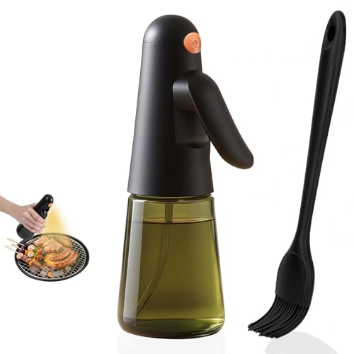 Euqvunn Ölsprüher für Speiseöl - 200 ml lichtblockierende Glas-Olivenöl-Sprühflasche, 360° Anti-Auslauf-Design, Sprühflasche Öl für Küche, Heißluftfritteusen, Salate, Grillen, mit Öl-Bürste (Schwarz) Euqvunn Ölsprüher für Speiseöl - 200 ml lichtblockierende Glas-Olivenöl-Sprühflasche, 360° Anti-Auslauf-Design, Sprühflasche Öl für Küche, Heißluftfritteusen, Salate, Grillen, mit Öl-Bürste (Schwarz)