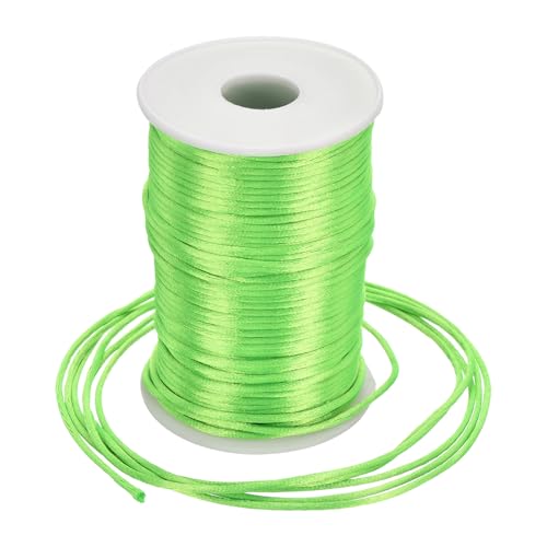 Rebower Nylon Satin Cord 2.5mm, 109 Yard Nylon String for Bracelet Braided Thread [for Jewelry Making Necklace Chinese Knot Craft] - Light Green