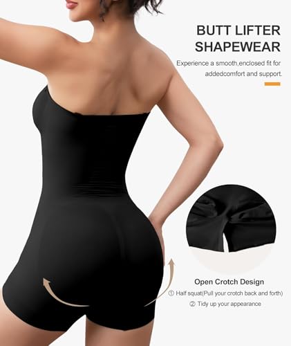 Image of Women's Strapless Shapewear Bodysuit for Women Tummy Control Shapewear, Seamless Body Shaper with Removable Straps