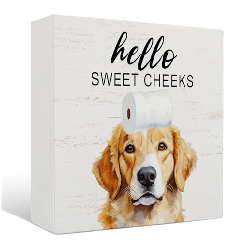 Nrleey Golden Retriever Bathroom Decor - Hello Sweet Cheeks Bathroom