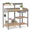 Wooden Potting Bench Table with SinkOutdoor Garden Table Work Bench with Shelf Workstation for Outside Lawn Patio