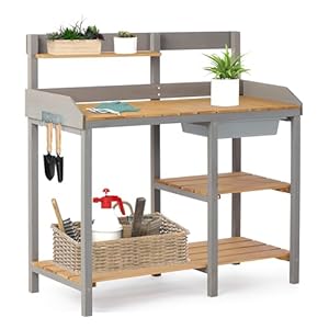 Woodenpottingbenchtablewithsinkoutdoorgardentableworkbenchwithshelfworkstationforoutsidelawnpatio  Urban Country Home Decor Wooden potting bench table with sinkoutdoor garden table work bench with shelf workstation for outside lawn patio  urban country home decor