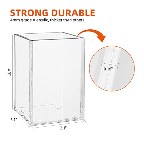 Richboom Clear Acrylic Pen Pencil Holder Cup, Makeup Brush Storage Organizer, Desk Accessories Holder Desktop Stationery Organizer For Office School Home Supplies #TOP2
