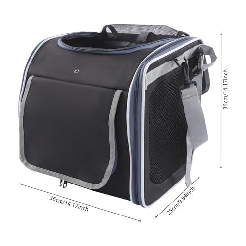 Apriltop 36 * 25 * 36cm Hundekorb Fahrrad Vorne bis 6,5 Kg, mit Kissen, Haustier Reisetasche mit Schulterriemen und Netzfenstern, für Katzen und Hunde, für Reisen, Radfahren, Wandern (Schwarz)