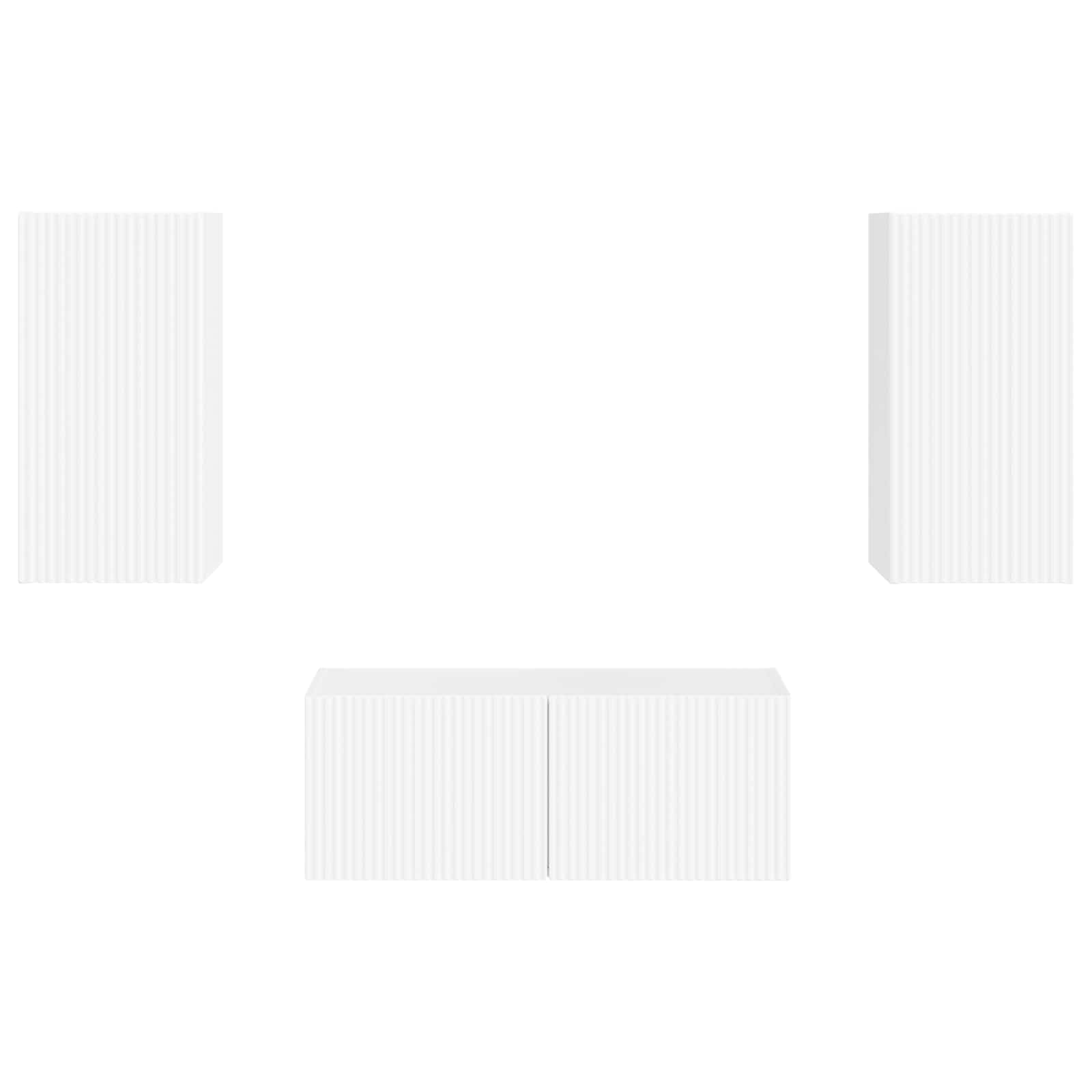 TV-Schrankset Wandmontiert 2-teilig, Hochglanz Weiß Holzwerkstoff, Modernes Media-Center für Wohnzimmer, Schlafzimmer, 78,5x31x30 cm