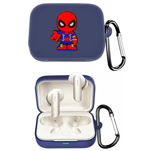 Image of Silicone Case Compatible with Realme Buds Air 7 | 7 Pro (2025), Soft Silicone 360 Full Protection Dust-Proof Shockproof Case Cover with Hook (Cover Only) (Spider-Man)