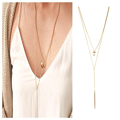 Bohemia Layered Bar Coin Necklace Gold Vertical Bar Y Lariat Necklace Long Disc Pendant Necklace Chain Circle Necklace Jewelry for Women2
