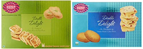 Image of Karachi Bakery Double Delight with Cashew and Green Pista, 400g, Karachi Bakery Double Delight Fruit Biscuit with Osmania, 400g