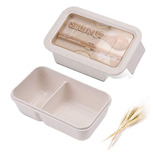 ROVLAK Fiambrera Niños Ecologica Caja de Almuerzo Portatil con 2 Compartimentos Fiambrera...