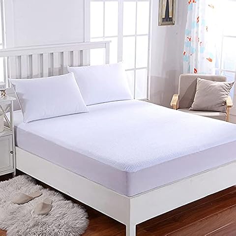 Grace Home Waterproof Mattress Protector - Soft Anti-allergy Absorbent Non-Noisy Terry Towel Fitted Mattress Cover (Double) Cover