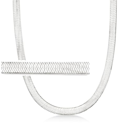 Ross-Simons Italian 8mm Sterling Silver Herringbone Necklace
