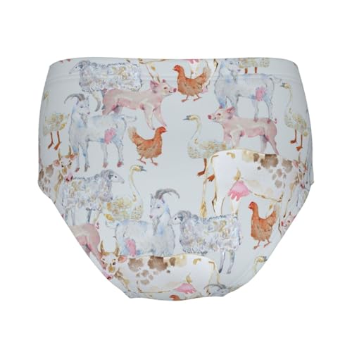 Watercolor Farm Goat Cow Animals Girls' Underwear Soft Cotton Little Girls Panties Comfort Briefs2
