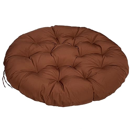 Cojín para silla de exterior, impermeable, redondo, grueso, acolchado, para jardín, columpio, sofá, relajante, para muebles de exterior, marrón, 80 x 80 cm