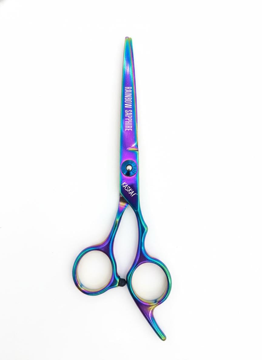 Hair Cutting Scissors Rainbow Barber Shears with Hand-Sharpened Razor Edges, Japanese Stainless Steel, Ergonomic Offset Grip with Adjustable Screw & Protective Travel Pouch-image-13