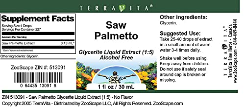 Miniatura 4 de Extracto líquido de glicerita Saw Palmetto (15), sin sabor (1 oz, ZIN 513091) - Paquete de 3