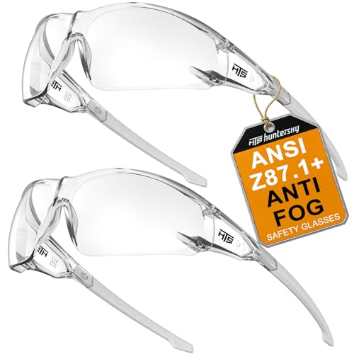 Image of HTS HUNTERSKY ANSI Z87.1 Anti-Fog Clear Safety Glasses Pickleball Youth Baseball Lab Chemistry Goggles Scratch Resistant