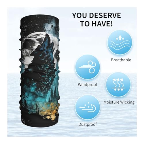 Balaclava Wolf Full Moon Space Wild Animal para Mujer y Hombre, Pañuelo de Cuello con Cubreboca para Motocicleta, Ciclismo, Esquí, Fiesta miniatura 5