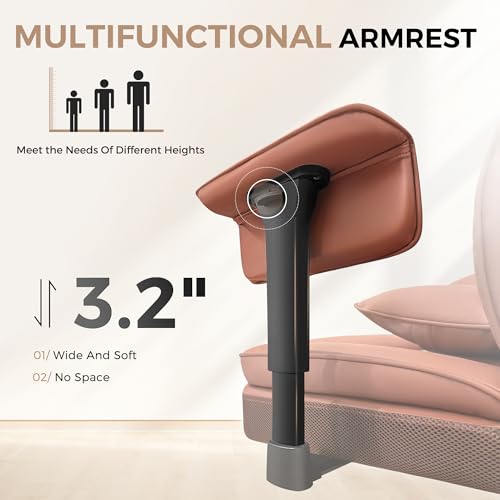 Big and Tall Office Chair - 400 LBS Capacity Executive Chair with High Back & Footrest, Ergonomic Office Chair for Heavy People, Wide Padded Seat Computer Gaming Chair, Brown