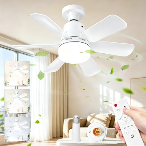 Image of Natwo Ceiling Fan Light Bulb, Threaded Connection, Ceilings Fans with Light, Remote Control, Ceiling Fans Lights Dimmable, E27/B22 Ceilings Lamp with 3 Speed Timing, 6 Blade [Energy Class A++]