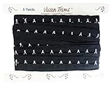 5 Yards Pair Hook and Eye Trim- 0.75' SPACING- Silver Metal On Black Cotton Tape...