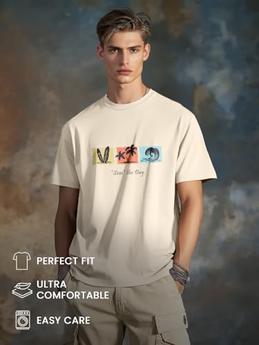 Image of Nobero Men's Regular Graphic Printed T-Shirt for Men | Soft Cotton | Classic Fit | Printed Casual Tshirt for Men