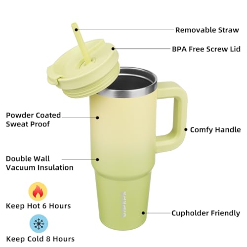 Image of BJPKPK 30 oz Tumbler With Handle Insulated Tumblers With Lid And Straw Stainless Steel Thermal Cup,Lime