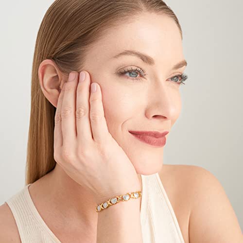 MORGAN & PAIGE .925 Sterling Silver 18K Yellow Gold Plated Two-Tone Diamond Accent and Illusion XO Heart Tennis Bracelets for Women or Pendant Womens Necklaces, Elegant Hypoallergenic Jewelry4