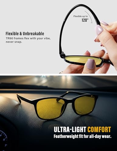 TIJN Sleep Glasses for 99.9% Blue Green Light Blocking Dual AR Coatings Red Lens for Computer Gaming Reduce Eyestrain, TR90