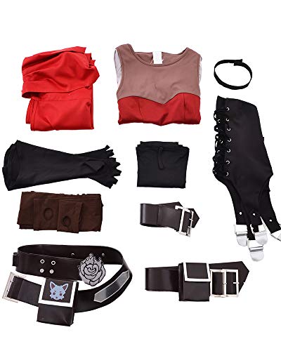 Miccostumes Women's Red Rose Cosplay Costume With Cloak And Belts Set (Large) #TOP4