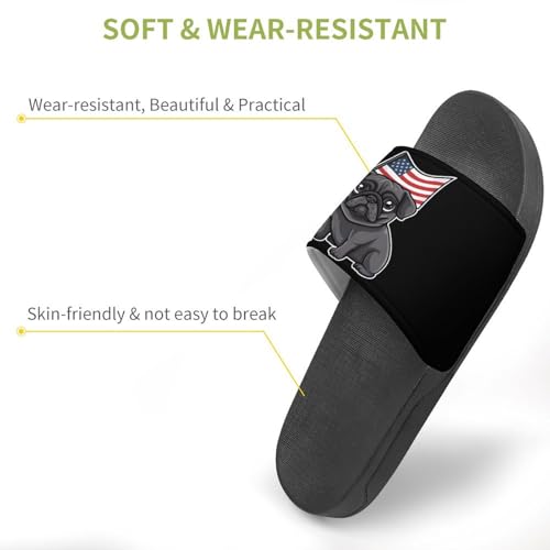 American Patriotic Pug House Sandals Non-Slip Bathroom Slippers Beach Summer Shoes for Men Women3