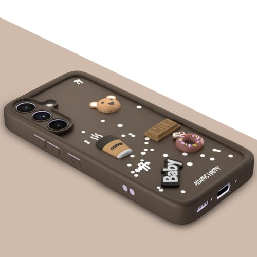 Image of Bintage Cute Fun Taddy Cartoon 3D Ball Bear Milk Donut Coffee Cup Silicon Case Full Body & Camera Protection Back Cover Compatible for Samsung Galaxy M54 5G - Brown