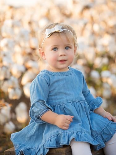 Image of RuffleButts Baby /Toddler Girls Long Sleeve High Low Flowy Ruffle Tunic Top