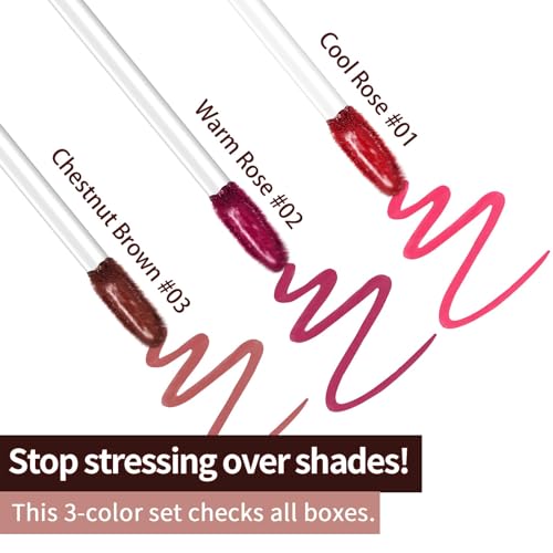 Image of 3Pcs Lip Stain Peel Off Set, Peel Off lip Liner Stain Long Lasting Waterproof, Matte Lip Tattoo Tint Transfer Proof, Highly Pigmented Color Lip Makeup(#01+02+03)