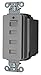 Bryant Electric USBB4GY Charger 4 Port Outlet, Four USB Type 2.0 Ports, 5-Amp, 5-volt DC, Decorator Style, Gray