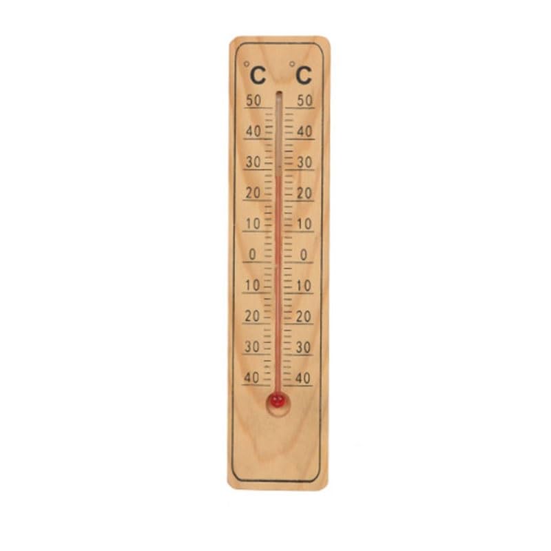 Indoor Outdoor Thermometer Wooden Board Wall Mounted Temperature Gauge