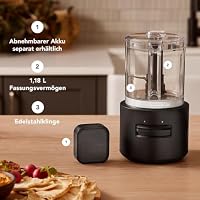 KitchenAid Kabelloser Zerkleinerer - Go Cordless - 1,18L - 2 Geschwindigkeiten und Pulse - Mit Edelstahlklinge und Schneebesen - 25 Minuten Nutzungsdauer pro Ladung - Schwarz - Ohne Akku – Ansicht 2