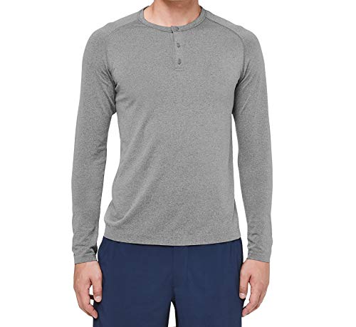 Lululemon Mens Metal Vent Tech Henley Long Sleeve Shirt (Heathered Black, S)