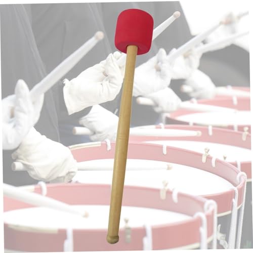 Baqueta para bombo ibasenice, 1 unidad, mango de madera, cabeza acolchada de caucho para notas graves reforzadas, color rojo miniatura 4