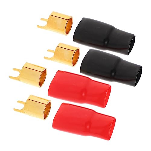FUNOMOCYA 2 Pairs Spade Terminal Crimp Terminals Crimp Connectors Gold Plated Terminal Speaker Wire Terminal 0ga Terminal Crimpable Terminal Speaker Wire Connectors Copper Spade
