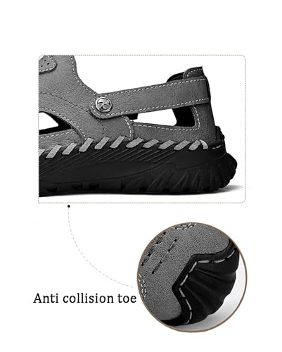 Men's Closed Toe Sandals For Men Leather Dress Hiking Summer Flip Flops Slippers Male Shoe Casual3