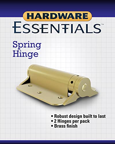 Hardware Essentials 3-Inch ​​Self-Closing Door Hinges, 2-Pack, Adjustable, Storm And Screen Door, Full Surface Mount, Brass Finish (851598) #TOP1