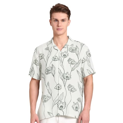 Image of LSD Men's Printed Casual Shirt - Half Sleeve Cuban Collar Regular Fit Trendy Stylish Viscose Shirt for Men, Office Party