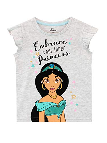 Disney Camiseta de Manga Corta para niñas Aladdin Gris 3-4 Años