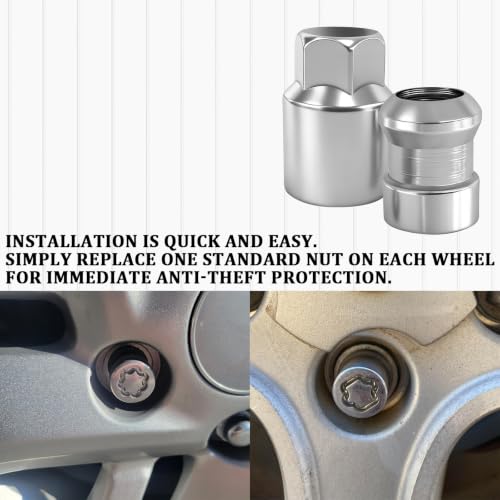 GGAA M12x1.5 Wheel Lock Lug Nuts Set, Chrome Cone Seat Anti Theft Locking Lug Nuts with Key for Honda Civic Accord CR-V HR-V Fit Element, Wheel Lock Replacement 08W42SCV100 08W42SCV101 08W42-SCV-102 by GGAA - Used condition - Image 5
