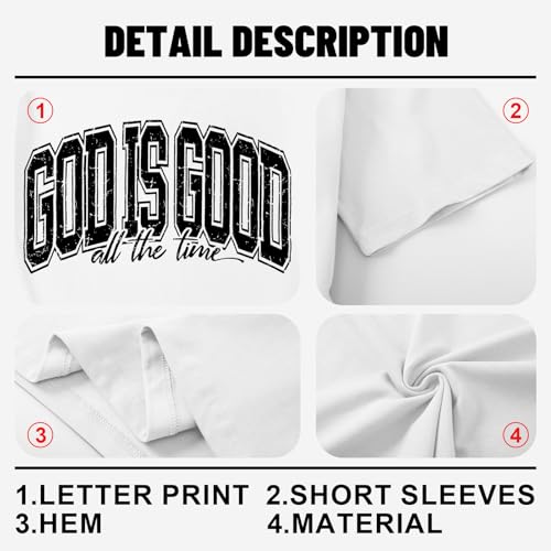 Image of Christian T Shirts for Women God is Good Shirt Oversized Jesus Religious Faith Inspirational Tshirts Bible Verse Tops
