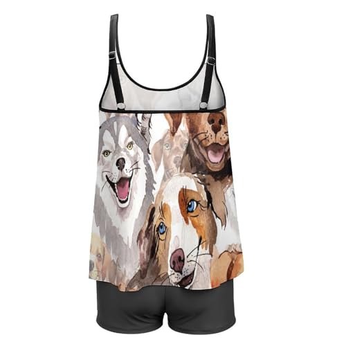 Robe de Plage Tankini Chien Ensemble Bikini Short et Maillot de Bain - 5