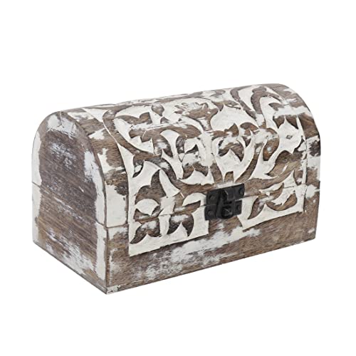 Shilppam Crafting Happiness Shilppam Wooden Hand Carved Multipurpose Keep Safe Box I Hand Crafted Wooden Jewellery Box I Decorative Storage Organisor I Shabby White #TOP1